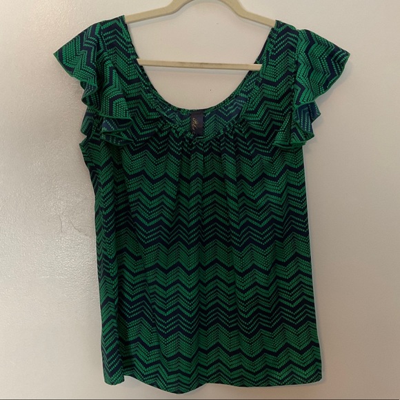 Blue Rain Chevron Print Off the Shoulder Blouse Size Small - Picture 1 of 11